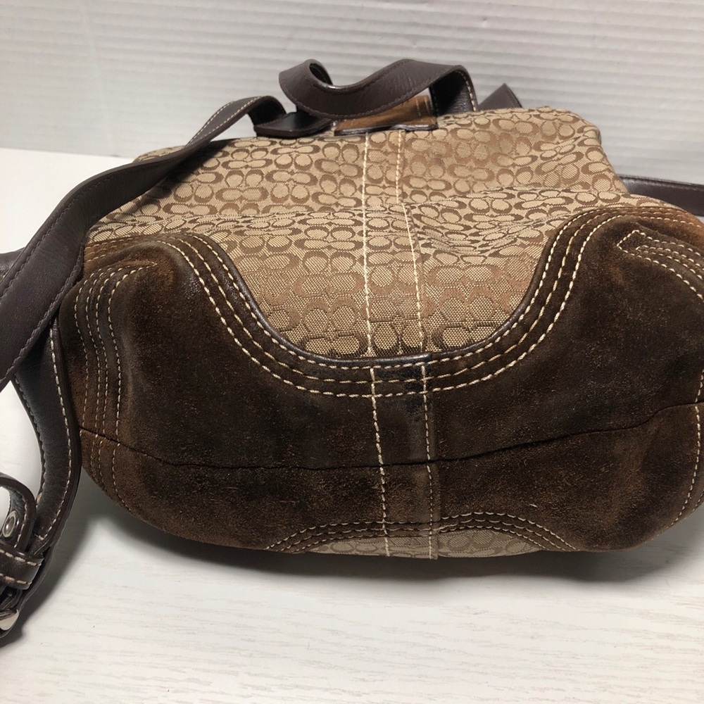 Coach 9764 SMALL Soho Brown Signature C Canvas Backpack w/Suede Trim - Picture 5 of 13